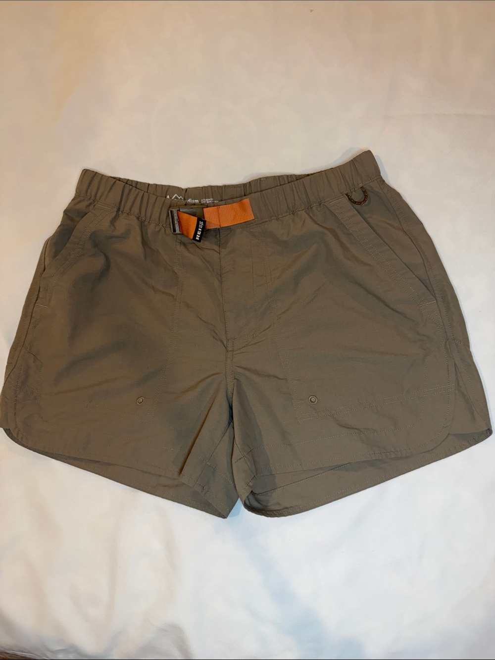 REI Women's Sahara Amphib Shorts in Olive with Orange Waist Detail Size Medium